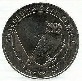 Turquia - 1 Kurus 2018 (Km# Novo) Eurasian Scops Owl