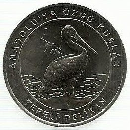 Turquia - 1 Kurus 2018 (Km# Novo) Dalmatian Pelican