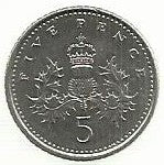 Inglaterra - 5 Pence 1997 (Km# 937b)