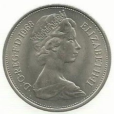 Inglaterra - 10 Novos Pence 1968 (Km# 912)