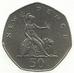 Inglaterra - 50 Novos Pence 1976 (Km# 913)