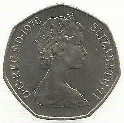 Inglaterra - 50 Novos Pence 1976 (Km# 913)