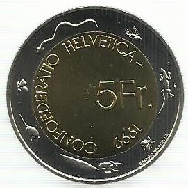 Suiça - 5 Francos 1999 (Km# 86) Festival do vinho
