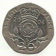Inglaterra - 20 Pence 2004 (Km# 990)