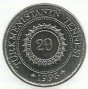 Turquenemistão - 20 Tennesi 1993 (Km# 4)