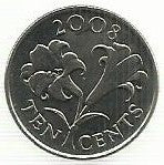 Bermudas - 10 Centimos 2008 (Km# 109)