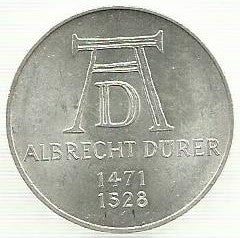 Alemanha - 5 Marcos 1971 (D)(Km# 129) Albrecht Durer