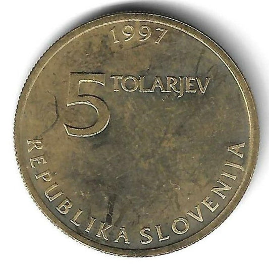 Eslovénia - 5 Tolarjev 1997 (Km# 38) 2015 Ziga