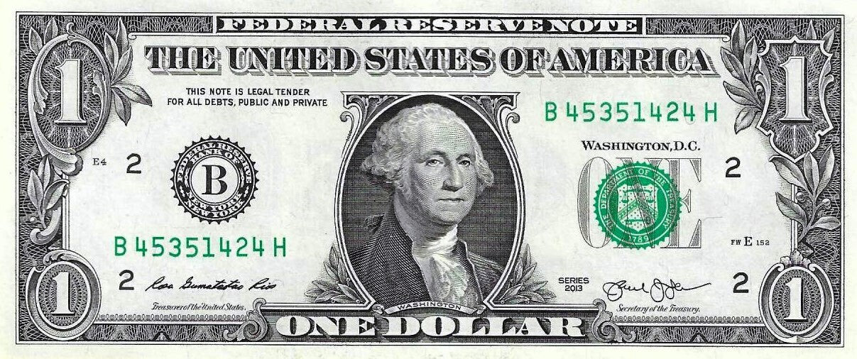 USA - 1 Dolar 2013 (# 537b) Nova Iorque