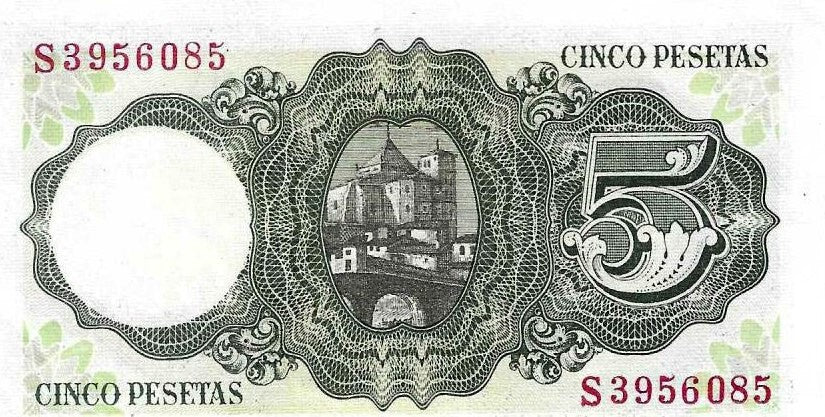 Espanha - 5 Pesetas 1951 (# 140a)
