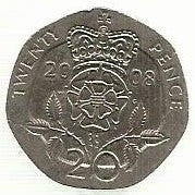 Inglaterra - 20 Pence 2008 (Km# 990)
