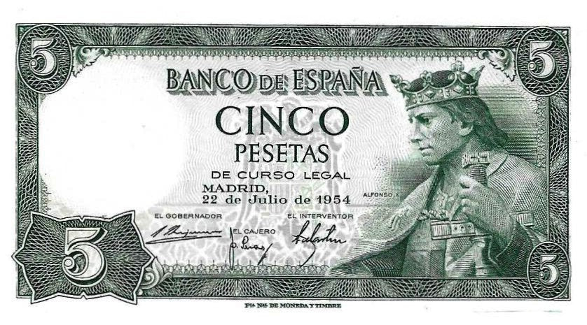 Espanha - 5 Pesetas 1954 (# 146a)