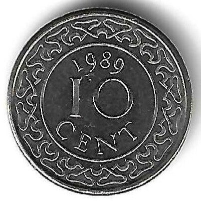 Suriname - 10 Centimos 1989 (Km# 13a)