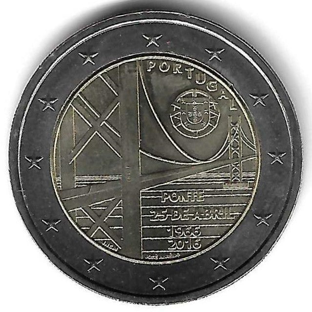 Portugal - 2 Euro 2016 (Km# 866) Ponte 25 Abril