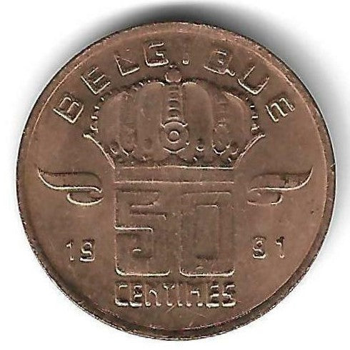 Belgica - 50 Centimos 1991 (Km# 148)