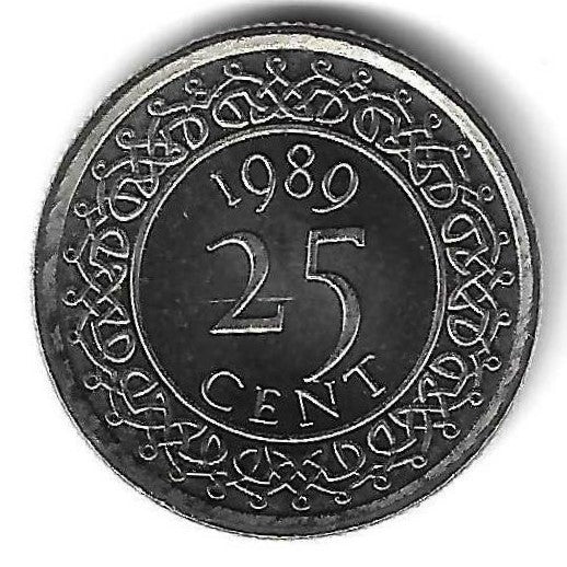 Suriname - 25 Centimos 1989 (Km# 14)