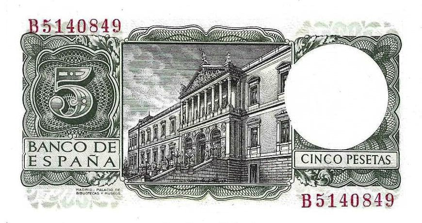 Espanha - 5 Pesetas 1954 (# 146a)