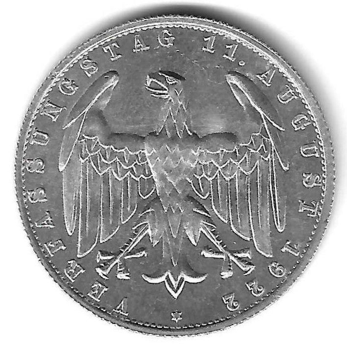 Alemanha - 3 Marcos 1922 (A)(Km# 29) 3 Anos Constituição Weimar