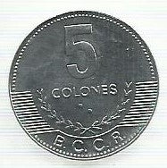 Costa Rica - 5 Colones 2005 (Km# 227b)