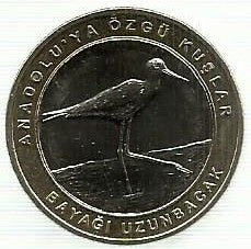 Turquia - 1 Kurus 2019 (Km# ..) Black Winged Stilt