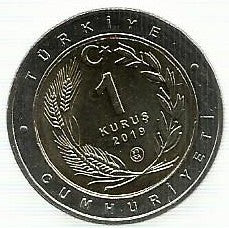 Turquia - 1 Kurus 2019 (Km# ..) Tit