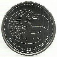 Canada - 25 Centimos 2011 (Km# 1169) Falcao Peregrino