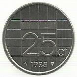 Holanda - 25 Cents 1988 (Km# 204)