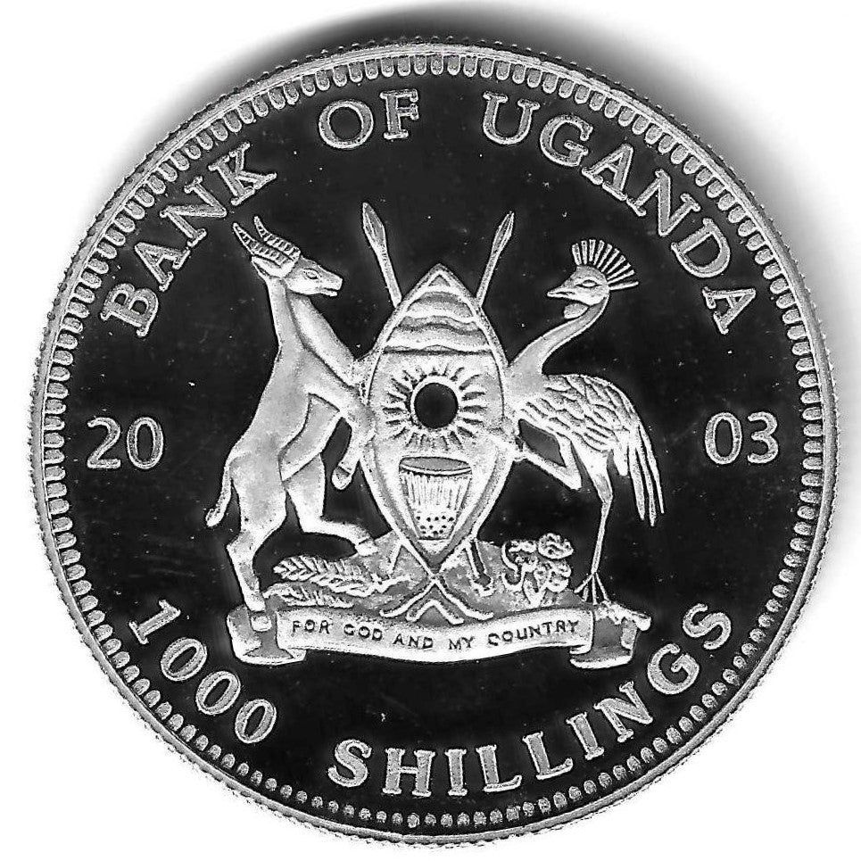 Uganda - 1000 Shillings 2003 (Km# 104) Gorila e cria