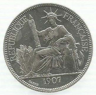 Indochina Francesa - 1 Piastra 1907 (Km# 5a.1)