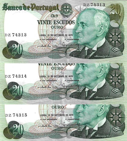 Portugal - 20$00 1978 (# 176a) Numeros seguidos