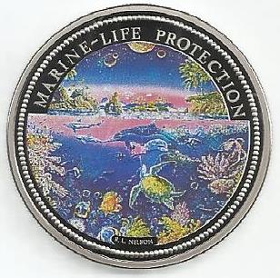 Palau - 1 Dolar 1993 (Km# 3) Protecão vida Marinha