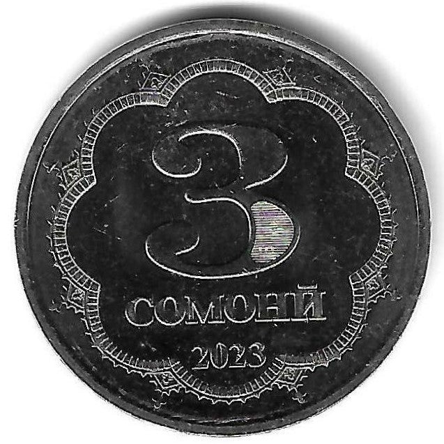 Tajiquistão - 3 Somoni 2023 (Km# 57)