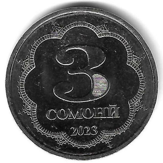 Tajiquistão - 3 Somoni 2023 (Km# 57)