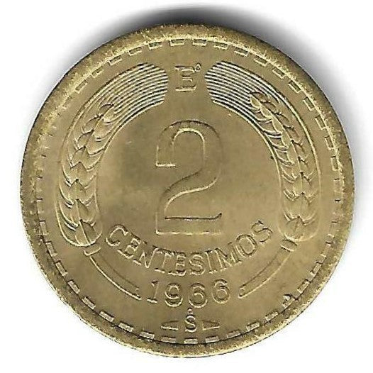 Chile - 2 Centesimos 1966 (Km# 193)