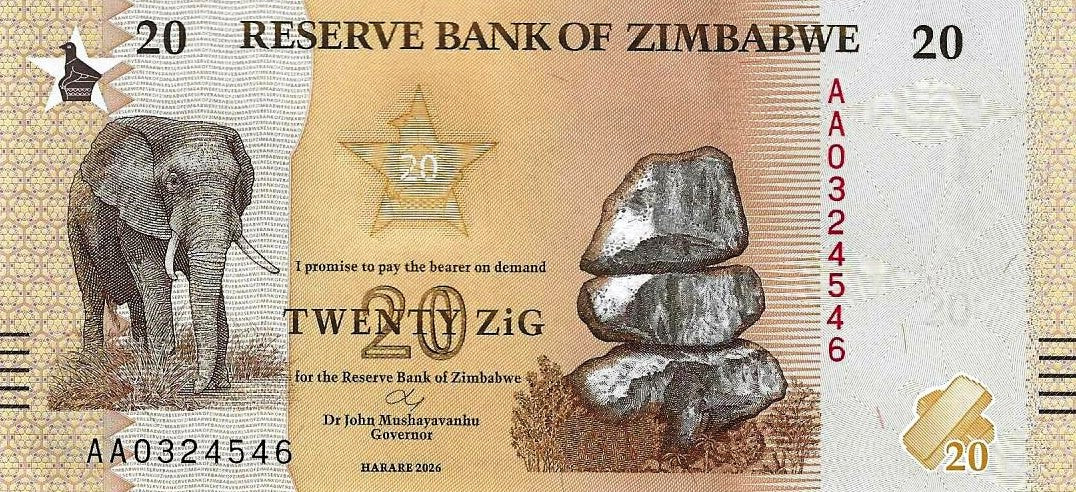 Zimbabwé - 20 Zig 2016 (# 116)
