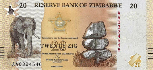 Zimbabwé - 20 Zig 2016 (# 116)