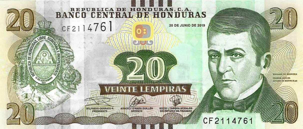 Honduras - 20 Lempiras 2019 (# 100d)