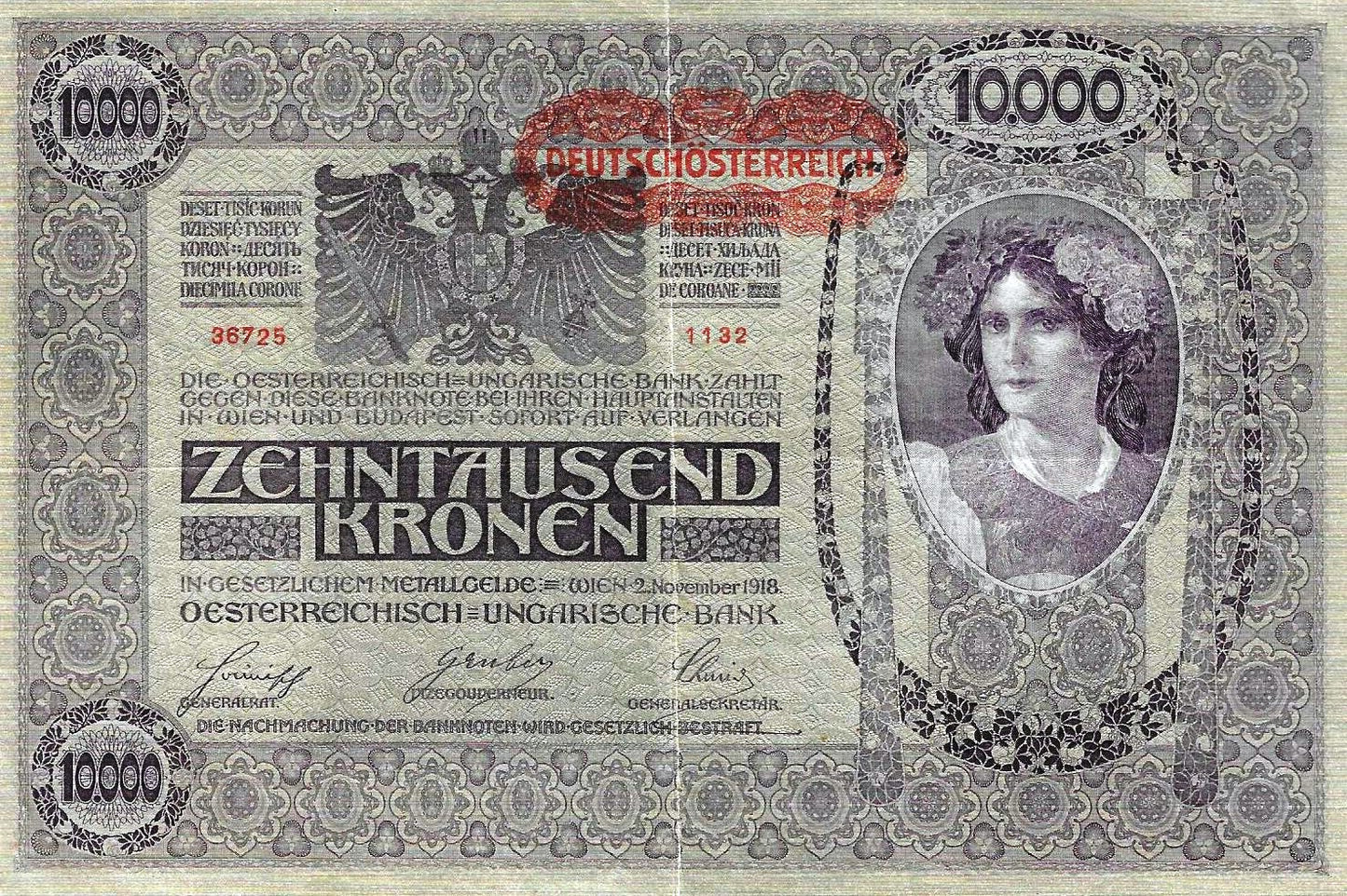 Austria - 10000 Kronen 1918 (# 65)
