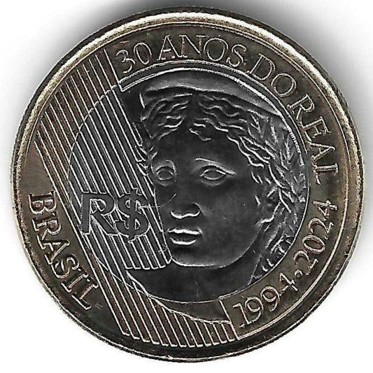Brasil - 1 Real 2024 (Km# 738) 30 Anos Real