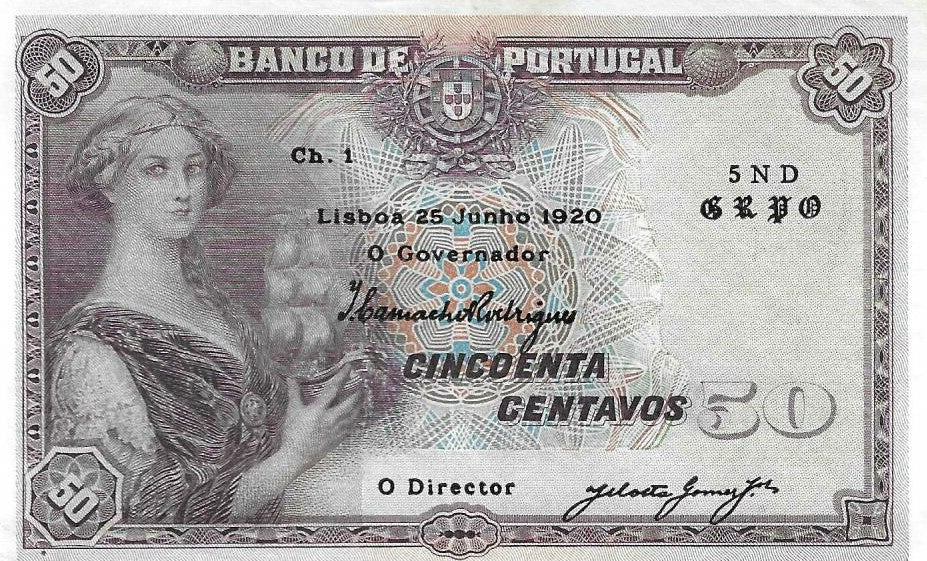 Portugal - 50 Centavos 1920 (# 52b)