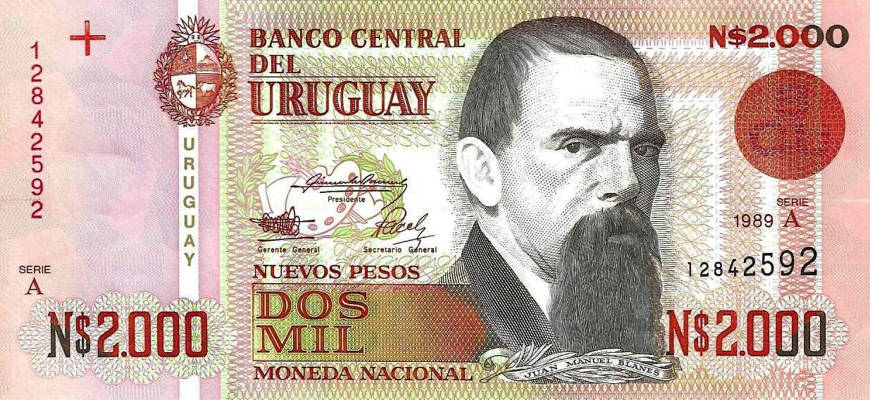 Uruguai - 2000 Novos Pesos 1989 (# 68)