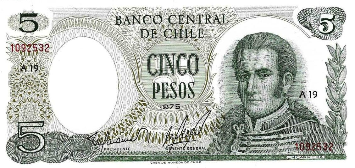 Chile - 5 Pesos 1975 (# 149a)