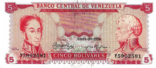 Venezuela - 5 Bolivares 1974 (# 50h)