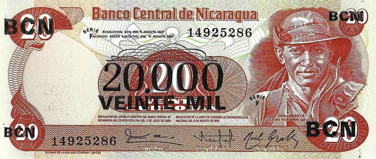 Nicaragua - 20000 Cordobas 1987 (# 147)
