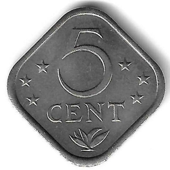 Antilhas Holandesas - 5 Centimos 1975 (Km# 13)