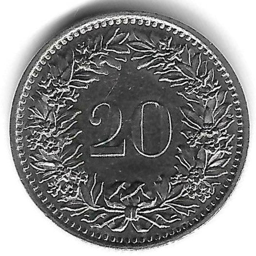 Suiça - 20 Rappen 1976 (Km# 29a)