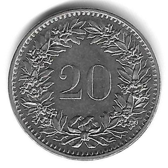 Suiça - 20 Rappen 1970 (Km#29a)
