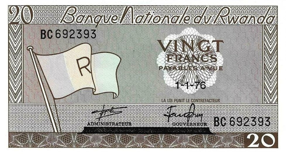 Ruanda - 20 Francos 1976 (# 6e)