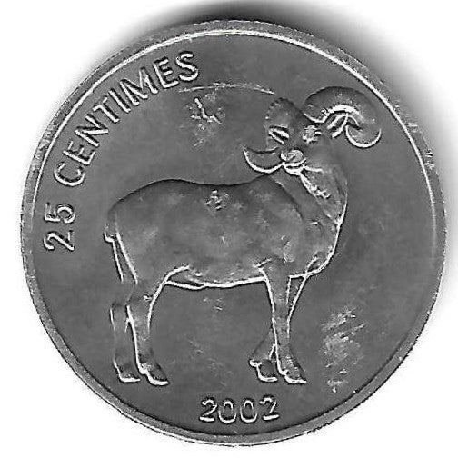 Congo - 25 Centimos 2002 (Km# 77) Bode
