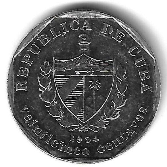 Cuba - 25 Centavos 1994 (Km# 577)